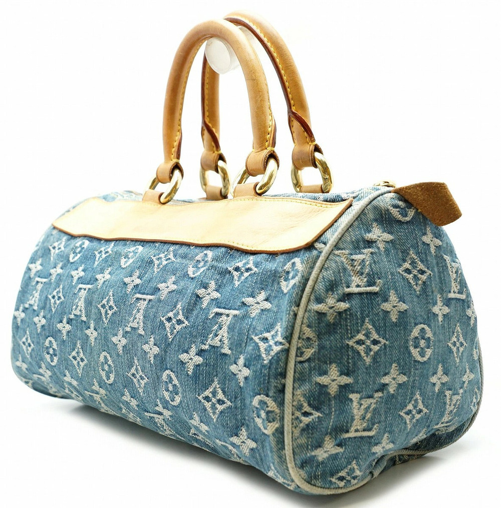Louis Vuitton Monogram Handbag Boston Denim Neo Bag Blue Speedy